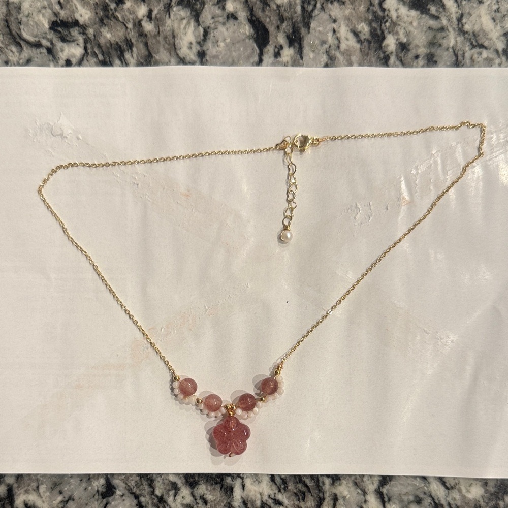 Elegant Gold and Pink Necklace